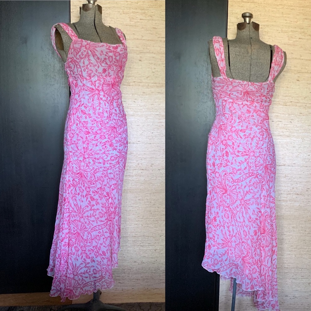 DVF Silk Rouched Bodice Asymmetrical Hem Dress